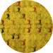 Round Abstract Yellow Modern Rug, abs5336yw