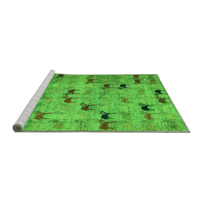 Sideview of Machine Washable Abstract Green Modern Area Rugs, wshabs5336grn