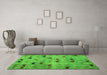 Machine Washable Abstract Green Modern Area Rugs in a Living Room,, wshabs5336grn