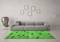 Machine Washable Abstract Green Modern Rug, wshabs5336grn