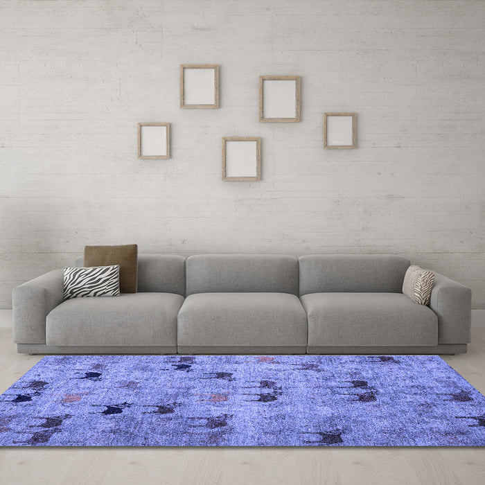 Machine Washable Abstract Blue Modern Rug in a Living Room, wshabs5336blu