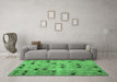 Machine Washable Abstract Emerald Green Modern Area Rugs in a Living Room,, wshabs5336emgrn