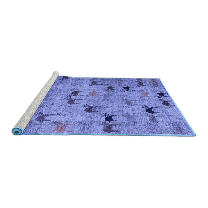 Sideview of Machine Washable Abstract Blue Modern Rug, wshabs5336blu