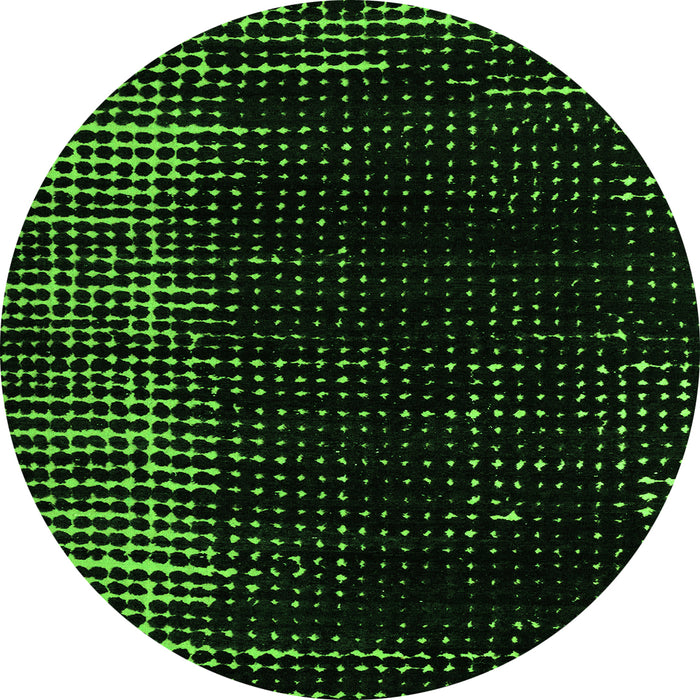 Round Abstract Green Modern Rug, abs5337grn