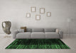 Machine Washable Abstract Emerald Green Modern Area Rugs in a Living Room,, wshabs5337emgrn