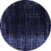 Round Abstract Blue Modern Rug, abs5337blu