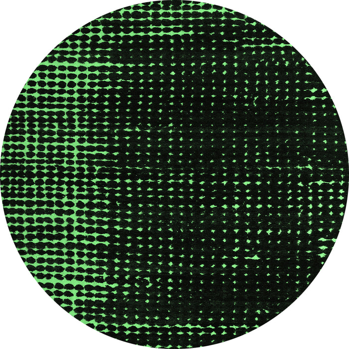 Round Abstract Emerald Green Modern Rug, abs5337emgrn