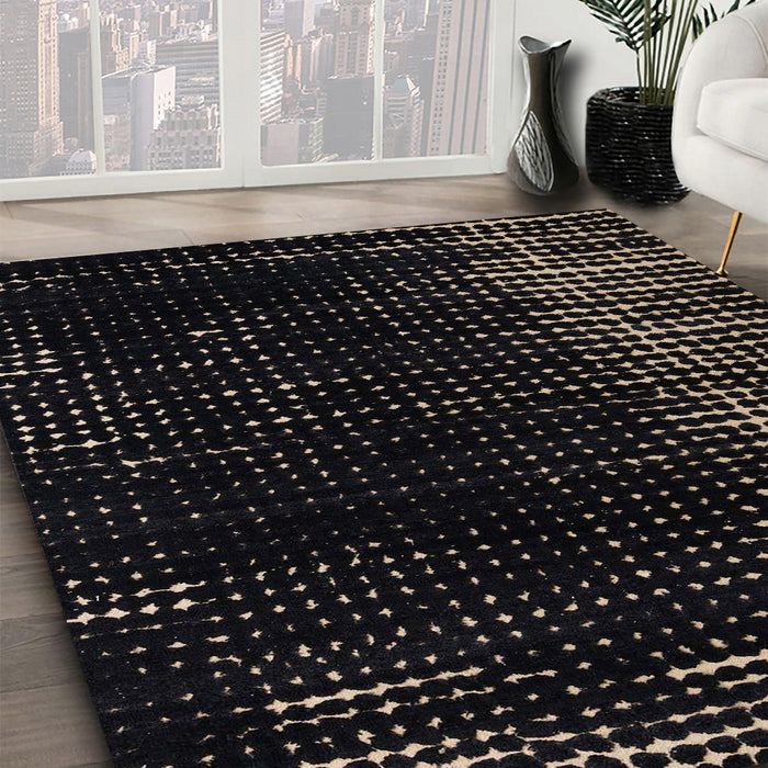 Abstract Coffee Brown Modern Rug in Family Room, abs5337