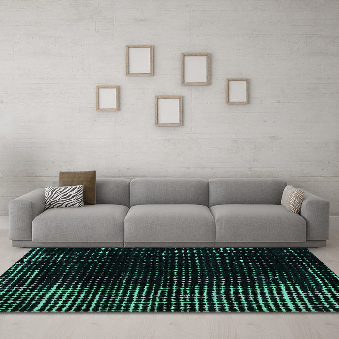 Machine Washable Abstract Turquoise Modern Area Rugs in a Living Room,, wshabs5337turq