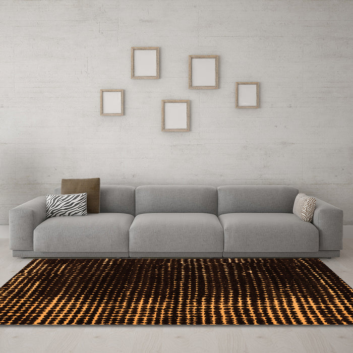 Machine Washable Abstract Orange Modern Area Rugs in a Living Room, wshabs5337org