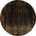 Round Abstract Brown Modern Rug, abs5337brn