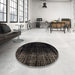 Round Abstract Coffee Brown Modern Rug in a Office, abs5337