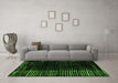 Machine Washable Abstract Green Modern Area Rugs in a Living Room,, wshabs5337grn