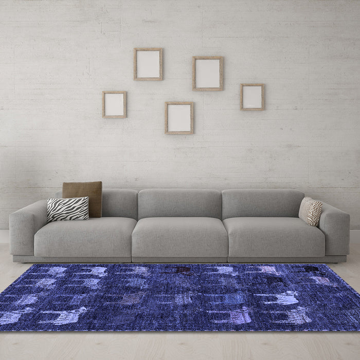 Machine Washable Abstract Blue Modern Rug in a Living Room, wshabs5338blu