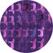 Round Machine Washable Abstract Purple Modern Area Rugs, wshabs5338pur