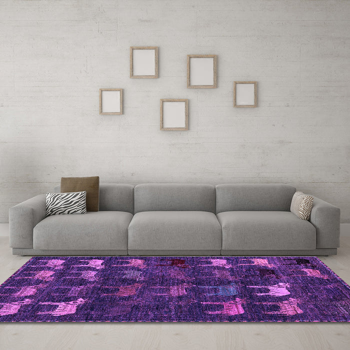 Machine Washable Abstract Purple Modern Area Rugs in a Living Room, wshabs5338pur