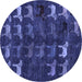 Round Machine Washable Abstract Blue Modern Rug, wshabs5338blu