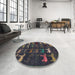 Round Abstract Sandstone Brown Modern Rug in a Office, abs5338