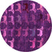 Round Machine Washable Abstract Pink Modern Rug, wshabs5338pnk