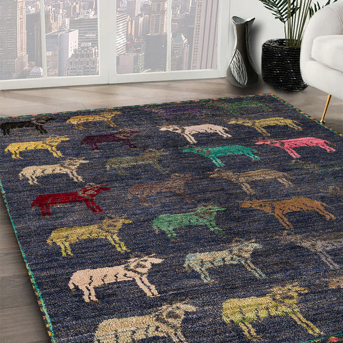 Abstract Sandstone Brown Modern Rug in Family Room, abs5338