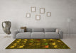 Machine Washable Abstract Yellow Modern Rug in a Living Room, wshabs5338yw