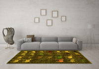 Machine Washable Abstract Yellow Modern Rug, wshabs5338yw