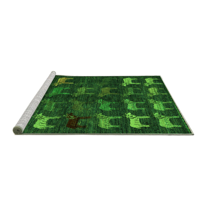 Sideview of Machine Washable Abstract Green Modern Area Rugs, wshabs5338grn
