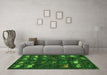 Machine Washable Abstract Green Modern Area Rugs in a Living Room,, wshabs5338grn