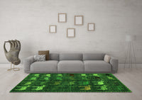 Machine Washable Abstract Green Modern Rug, wshabs5338grn