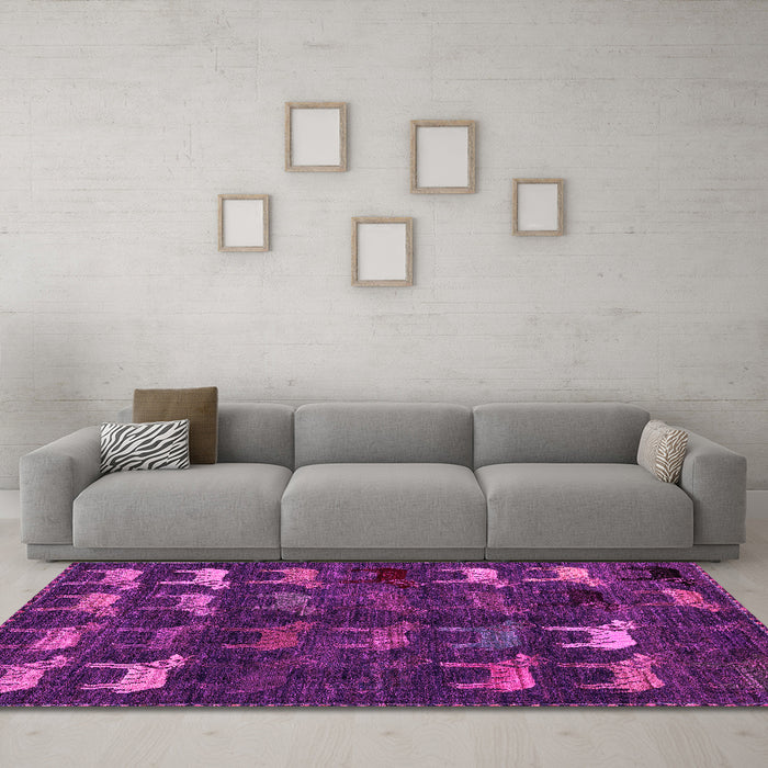 Machine Washable Abstract Pink Modern Rug in a Living Room, wshabs5338pnk