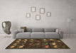 Machine Washable Abstract Brown Modern Rug in a Living Room,, wshabs5338brn