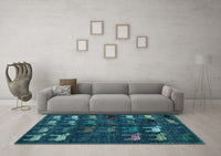 Machine Washable Abstract Light Blue Modern Rug, wshabs5338lblu