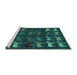 Sideview of Machine Washable Abstract Turquoise Modern Area Rugs, wshabs5338turq