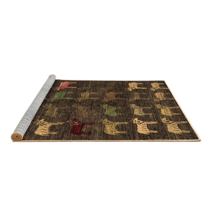 Sideview of Machine Washable Abstract Brown Modern Rug, wshabs5338brn