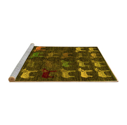 Sideview of Machine Washable Abstract Yellow Modern Rug, wshabs5338yw