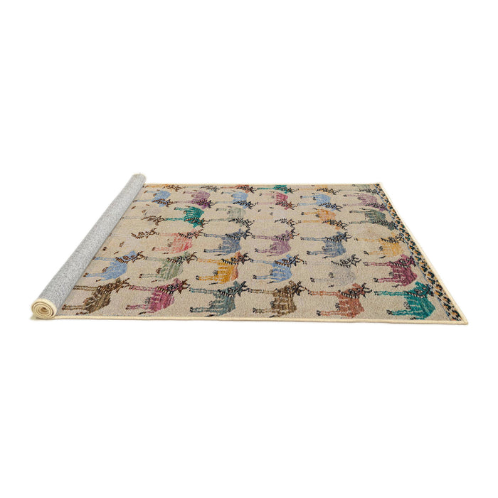 Sideview of Machine Washable Abstract Dark Almond Brown Rug, wshabs5339
