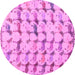 Round Machine Washable Abstract Pink Modern Rug, wshabs5339pnk