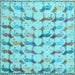 Square Abstract Light Blue Modern Rug, abs5339lblu