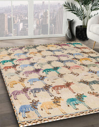 Abstract Dark Almond Brown Modern Rug, abs5339