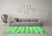 Machine Washable Abstract Emerald Green Modern Area Rugs in a Living Room,, wshabs5339emgrn