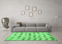 Machine Washable Abstract Emerald Green Modern Rug, wshabs5339emgrn