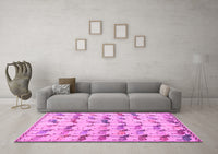 Machine Washable Abstract Pink Modern Rug, wshabs5339pnk