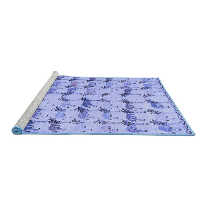 Sideview of Machine Washable Abstract Blue Modern Rug, wshabs5339blu