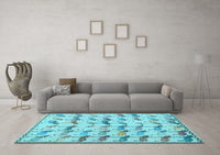 Machine Washable Abstract Light Blue Modern Rug, wshabs5339lblu