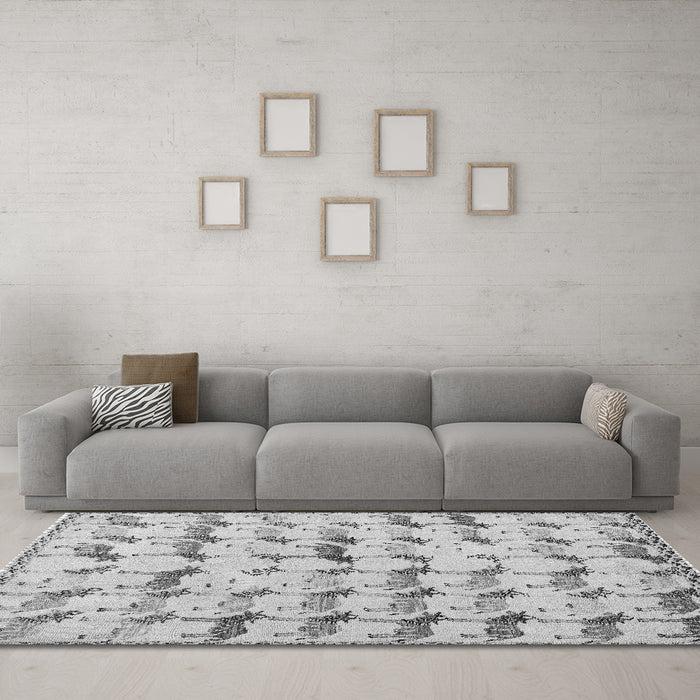 Machine Washable Abstract Gray Modern Rug in a Living Room,, wshabs5339gry