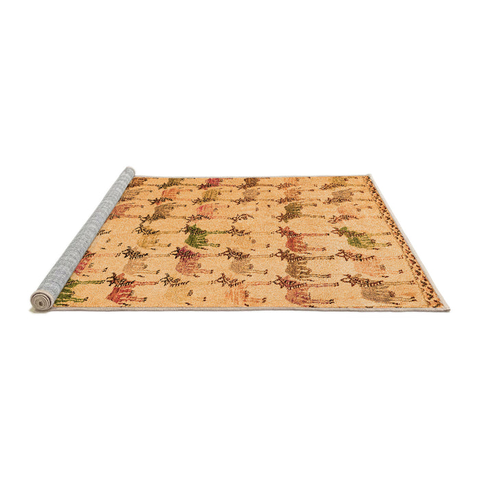 Sideview of Machine Washable Abstract Orange Modern Area Rugs, wshabs5339org