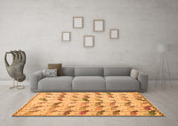 Machine Washable Abstract Orange Modern Rug, wshabs5339org