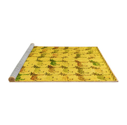Sideview of Machine Washable Abstract Yellow Modern Rug, wshabs5339yw