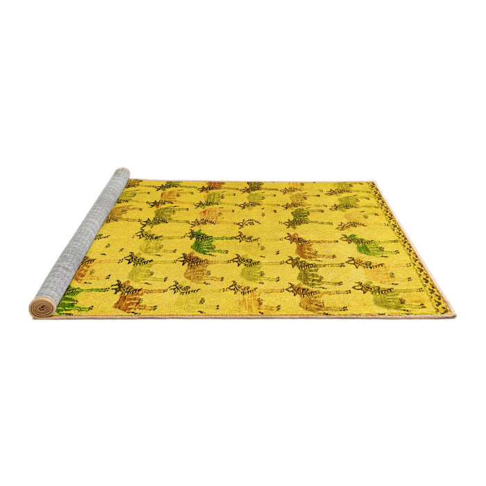 Sideview of Machine Washable Abstract Yellow Modern Rug, wshabs5339yw