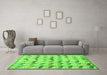 Machine Washable Abstract Green Modern Area Rugs in a Living Room,, wshabs5339grn